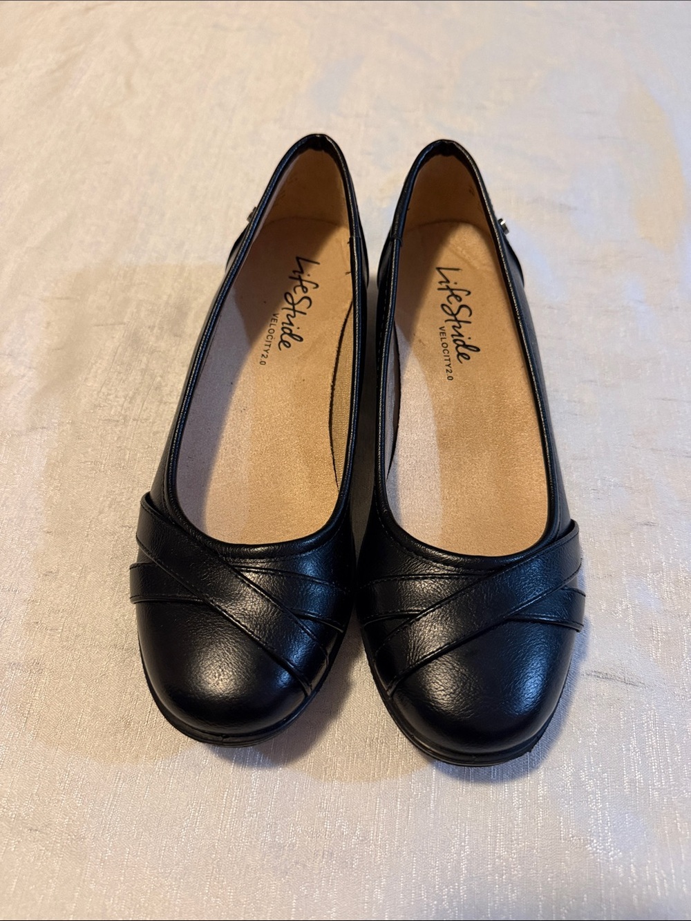 Life Stride Black Women's Slip-On Ballet Flats